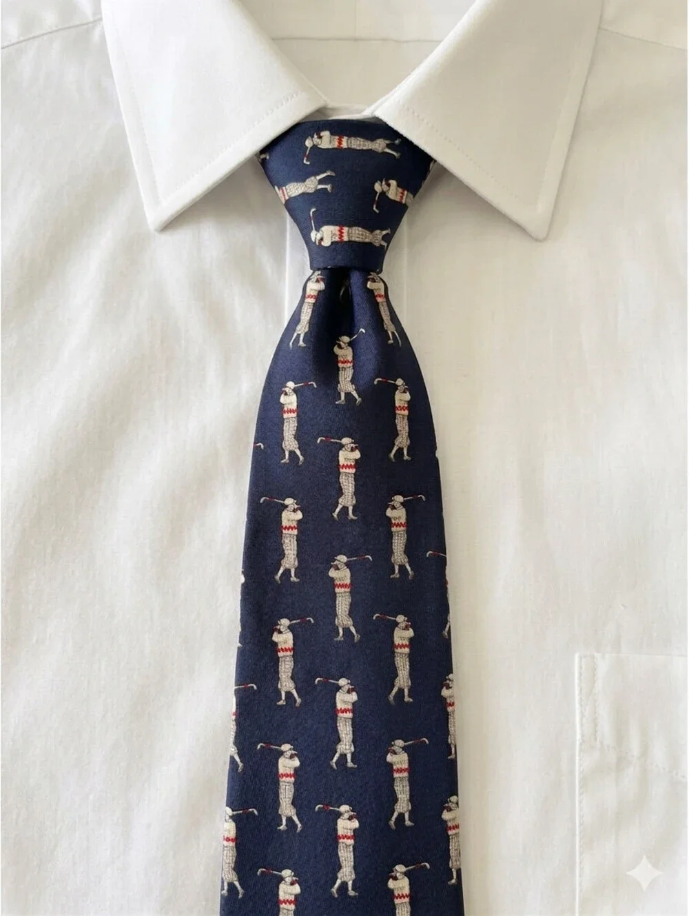 Polo Ralph Lauren Golf Silk Tie Hand Made Navy Golfer Novelty Vintage USA